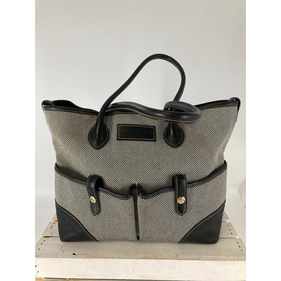 Dooney & Bourke Handbags - DOONEY & BOURKE CANVAS, LEATHER TRIM GRAY, BLACK SHOULDER BAG